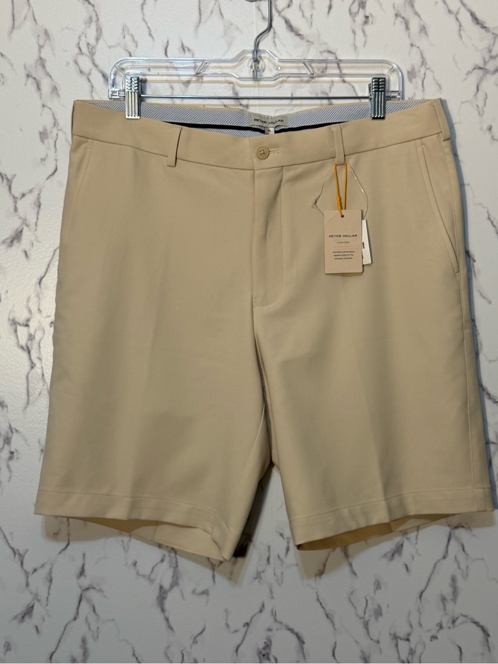 Peter Millar Crown Sport Salem Performance Shorts Men’s Size 34 Stone NWT
